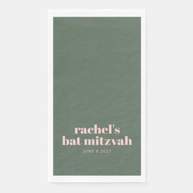 Bold Typografy Modern Pink Green Personalisiert Serviette (Vorderseite)