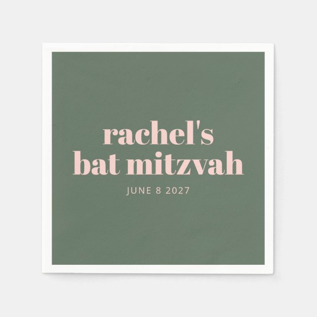Bold Typografy Modern Pink Green Personalisiert Serviette (Vorderseite)