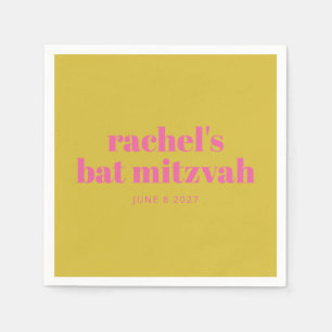 Bold Typografy Modern Pink Yellow Personalisiert Serviette