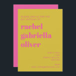 Bold Typografy Pink Yellow Modern Bat Mitzvah Einladung<br><div class="desc">Fette Typografie Bright Pink und Gelb Moderne Bat Mitzvah Einladung</div>