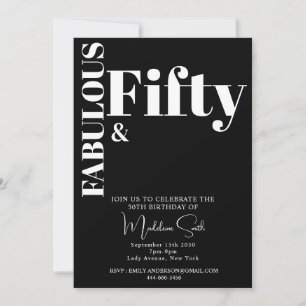 Bold Typografy Schwarz-weiß Modern 50. Geburtstag Einladung