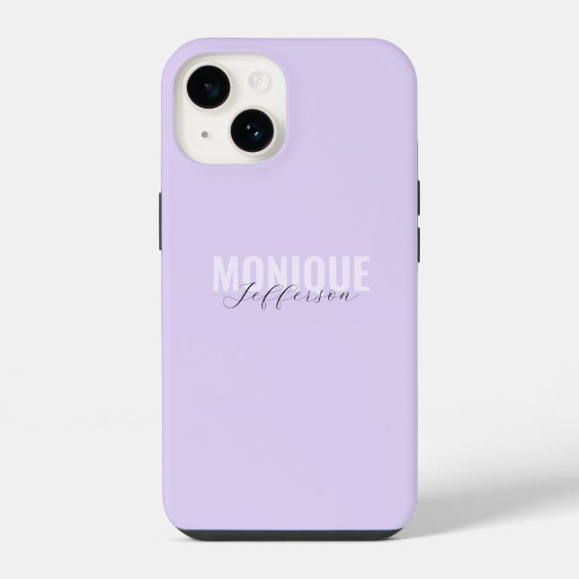 Bold Typografy & Script Lilac Lavender Monogram iPhone Hülle (Rückseite)