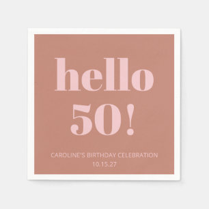 Bold Typografy Terracotta Blush Modern Birthday Serviette