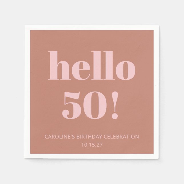 Bold Typografy Terracotta Blush Modern Birthday Serviette (Vorderseite)