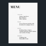 Bold Typografy White Modern Minimalistisch Menu Menükarte<br><div class="desc">Fett Typografie White Modern Minimalistische Hochzeitmenü</div>