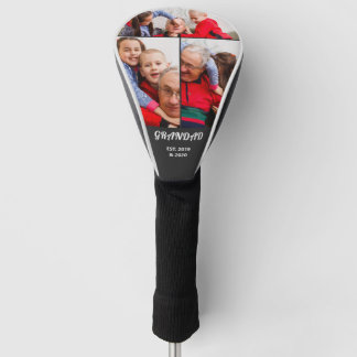 Bold Typography 3 Photo Grandad Established  Golf Headcover