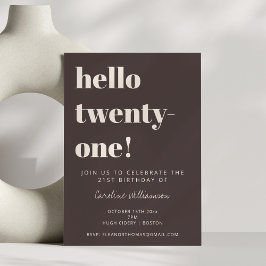 Bold Typography Brown Modern 21st Birthday Party Einladung
