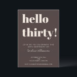 Bold Typography Brown Modern 30th Birthday Party Einladung<br><div class="desc">This birthday invitation in brown features bold typography and a rich, neutral color palette for a modern milestone celebration. The layout highlights the age front and center, paired with clean details for the guest of honor, date, time, and location. Personalize the name and event details to match your celebration style...</div>