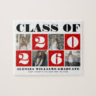 Bold typography Class of 2026 photo collage red Puzzle