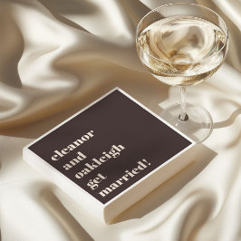 Bold Typography Fun Brown Custom Modern Wedding Serviette