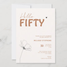 Bold Typography Ivory Brown Elegant 50th Birthday