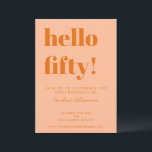 Bold Typography Peach Orange Modern 50th Birthday Einladung<br><div class="desc">This invitation sets a warm, celebratory tone for a 50th birthday gathering. The peach background paired with bold orange lettering feels modern, confident, and inviting, making it easy to coordinate with drinks, signage, and table decor. A strong choice for hosts planning a milestone celebration that feels festive and thoughtfully styled....</div>