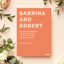 Bold Unique Typografy Peachy Orange Wedding