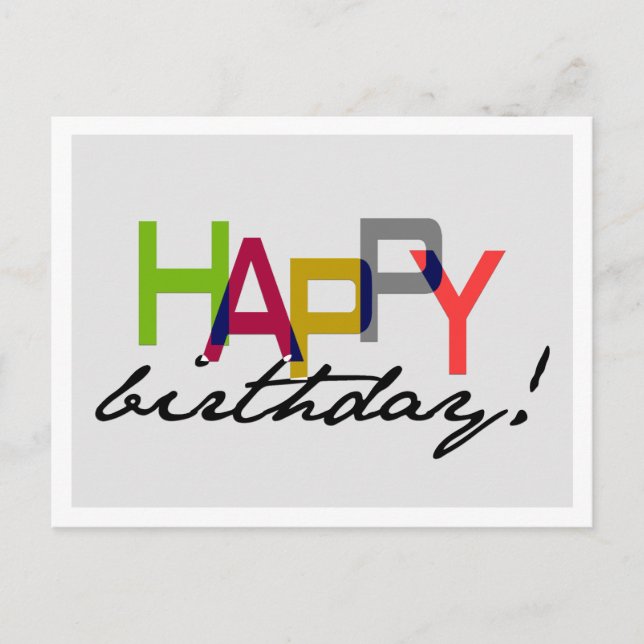 Bold Unisex Happy Geburtstag Typografie Postcard Postkarte (Vorderseite)