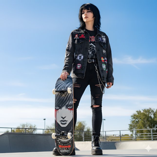 Bold Urban Emo Girl Cyber 2K Gothic Skateboard (Von Creator hochgeladen)