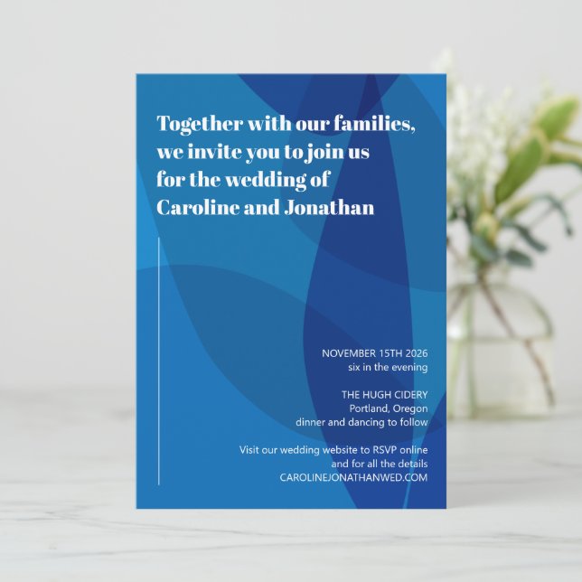 Bold Vibranding Künstlerisch Blue Abstrakt Modern  Einladung (Stehend Vorderseite)