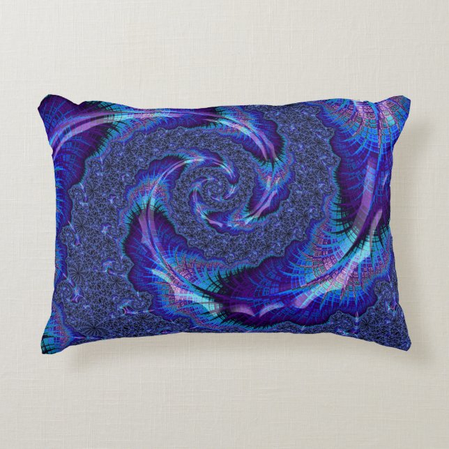 Bold Vibranding Psychedelic Spiraling Fraktal Art Dekokissen (Vorderseite)