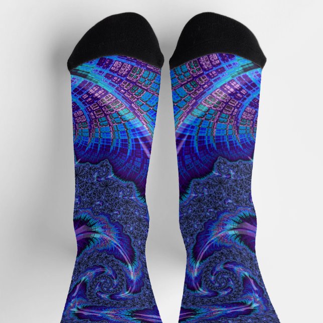 Bold Vibranding Psychedelic Spiraling Fraktal Art Socken (Oben)