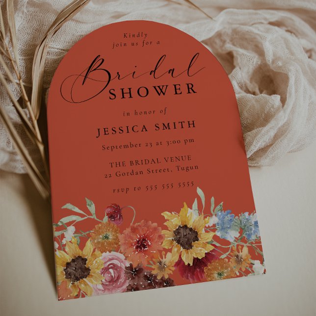 Bold Vibrant Floral Modern Arch Bridal Shower  Einladung (Von Creator hochgeladen)