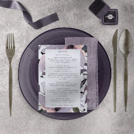 Bold Violet Plum Mauve Floral Abstrakt Menükarte