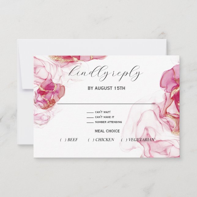 Bold Viva Magenta Crimson RSVP Card (Vorderseite)