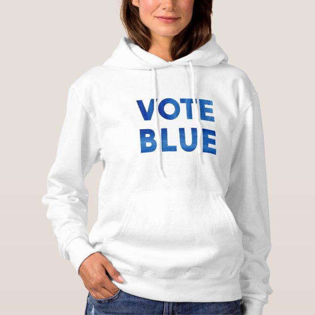 Bold Vote Blue Aquarelltext politisch Hoodie (Vorderseite)