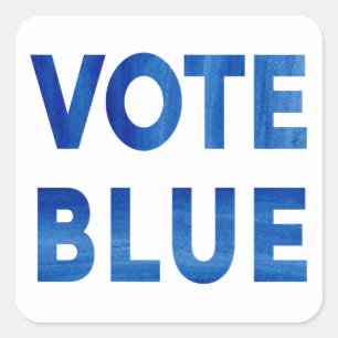 Bold Vote Blue Aquarelltext politisch Quadratischer Aufkleber
