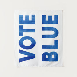 Bold Vote Blue Aquarelltext politisch Wandteppich