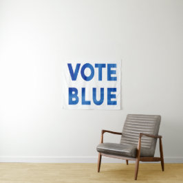 Bold Vote Blue Aquarelltext politisch Wandteppich