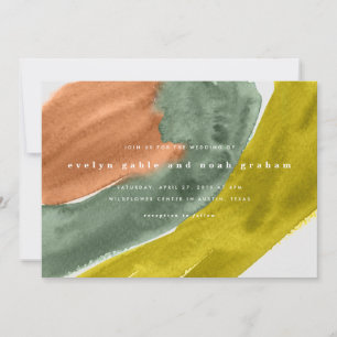 Bold Watercolor Earth Tone Wedding Einladung