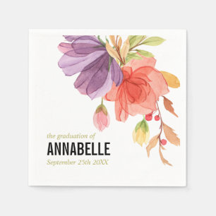 Bold Watercolor Green Wildblumen Abschluss Serviette