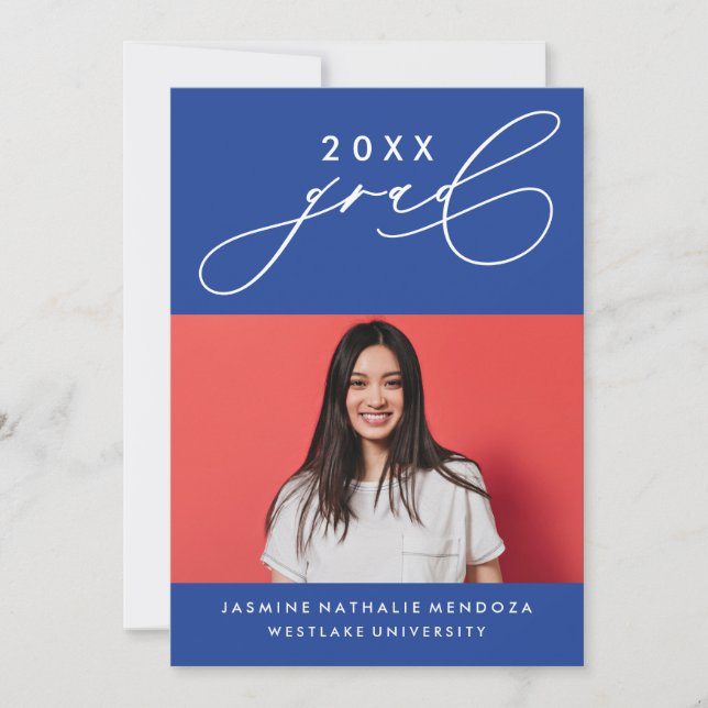 BOLD WHIMSICAL CALLIGRAPHY ABSCHLUSS INVITATION EINLADUNG (Vorderseite)