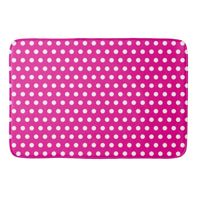 Bold White Polka Dots on Hot Pink Badematte (Vorderseite)