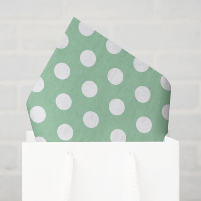 Bold White Polka Dots on Sage Green  Seidenpapier (Geschenktüte)