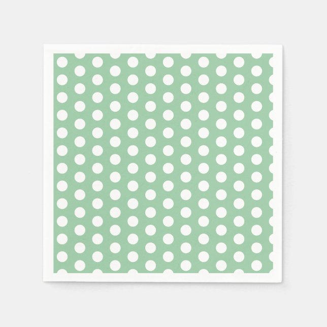 Bold White Polka Dots on Sage Green  Serviette (Vorderseite)