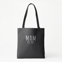 Bold White Script  Black Established Mom 