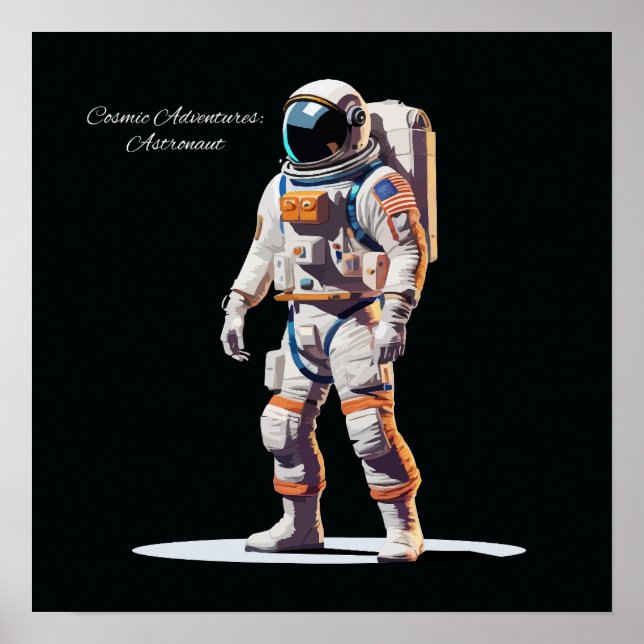 Bold White Spacewalk Astronaut Poster (Vorne)