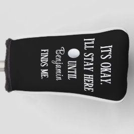 Bold White Typografy Funny Spaß Golf Ball Black Headcover