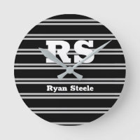 Bold Wht Monogram & Name, Lt Grey Lines, Black Vs2