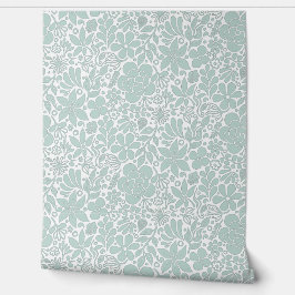 Bold Wild Aquamarine Blume & Blätter Garten Tapete