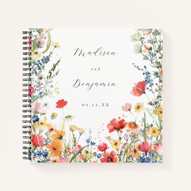 Bold Wildblume Wedding Guest Book Notizbuch (Vorderseite)