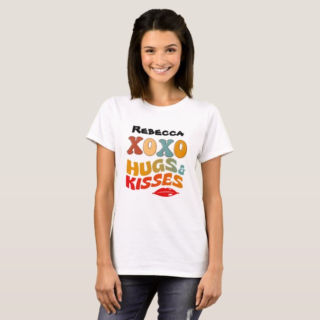 Bold XOXO Hugs & Kisses Valentinstag T-Shirt (Vorne ganz)