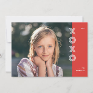 Bold XOXO Valentine's Day Foto Card - Crimson Einladung