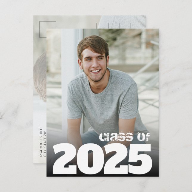 Bold Year Foto 2021 Abschluss Save the Date Postkarte (Vorne/Hinten)