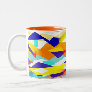 Bold Yellow Blue Abstrakt Red Art Happy Vibes Zweifarbige Tasse