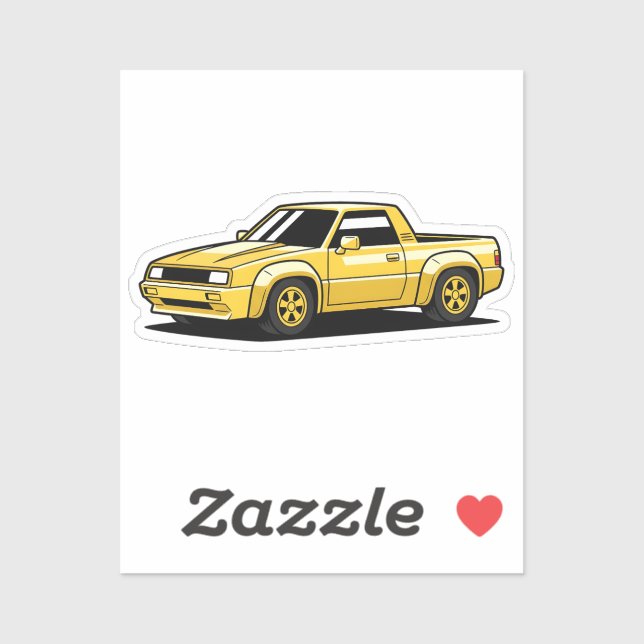 Bold Yellow Pickup Toon Aufkleber (Blatt)