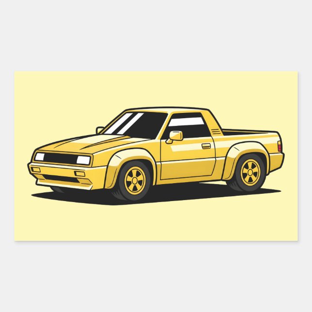 Bold Yellow Pickup Toon Rechteckiger Aufkleber (Vorderseite)