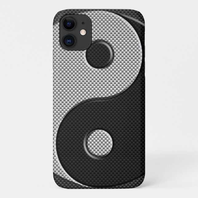 Bold Yin Yang in Carbon Fibre Print Style Case-Mate iPhone Hülle (Rückseite)