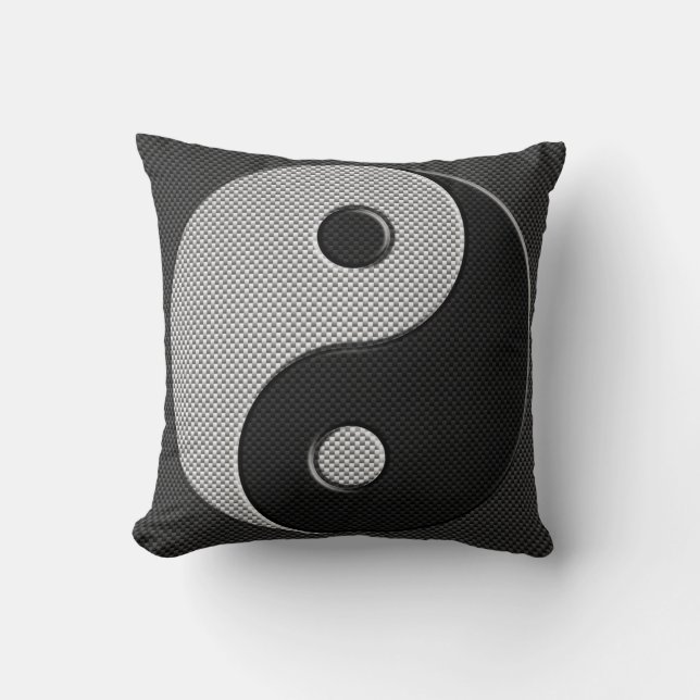 Bold Yin Yang in Carbon Fibre Print Style Kissen (Vorderseite)