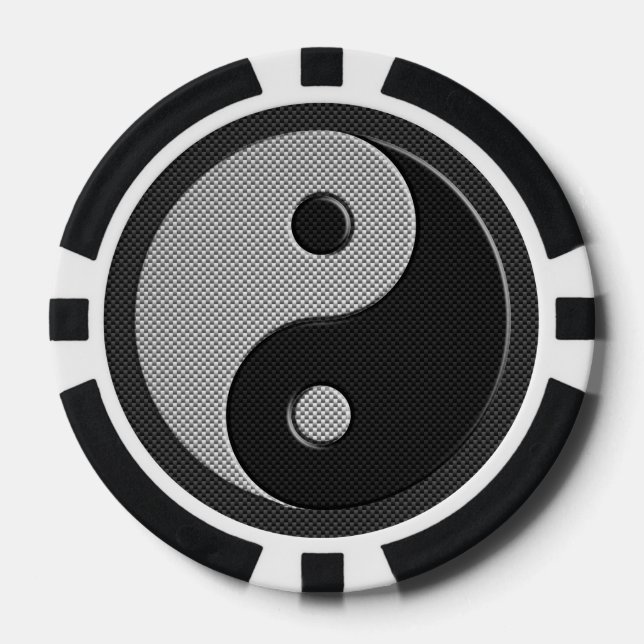 Bold Yin Yang in Carbon Fibre Print Style Pokerchips (Vorderseite)